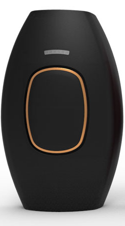 Aurenne IPL handset in black, front view showing the oval flash window