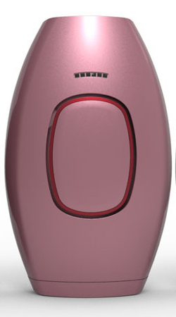 Aurenne IPL handset in blush pink, front view showing the oval flash window