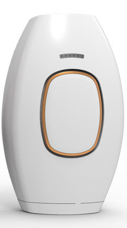 Aurenne IPL handset in white, front view showing the oval flash window
